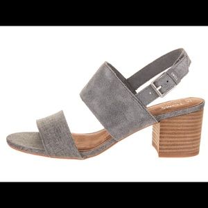 Toms brand Poppy sandals, blue/gray suede 8